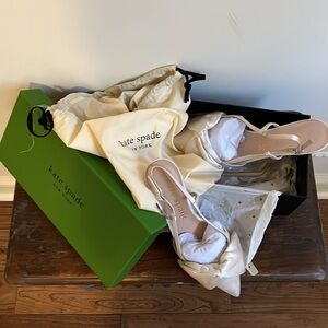 Ivory size 9 kitten heel Marseille Satin Lux pumps worn only once (my wedding)!